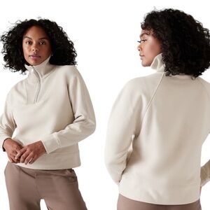 Athleta‎ Retroplush Revive Half Zip Women’s Sweatshirt SMALL LIGHT GREEN scuba